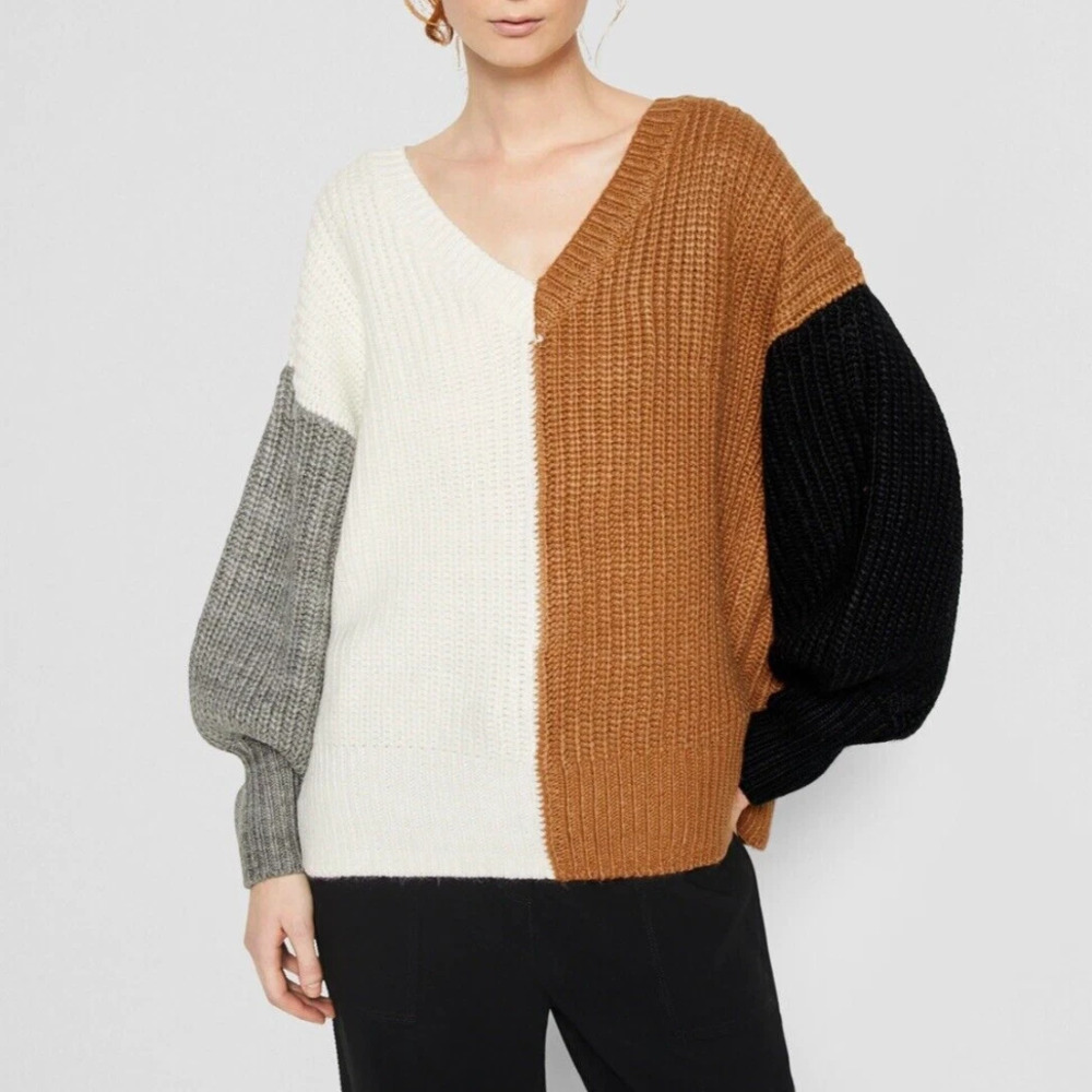 Cinq a Sept Antonella Colorblock Sweater Fall Autumn Oversized Boho Size Large